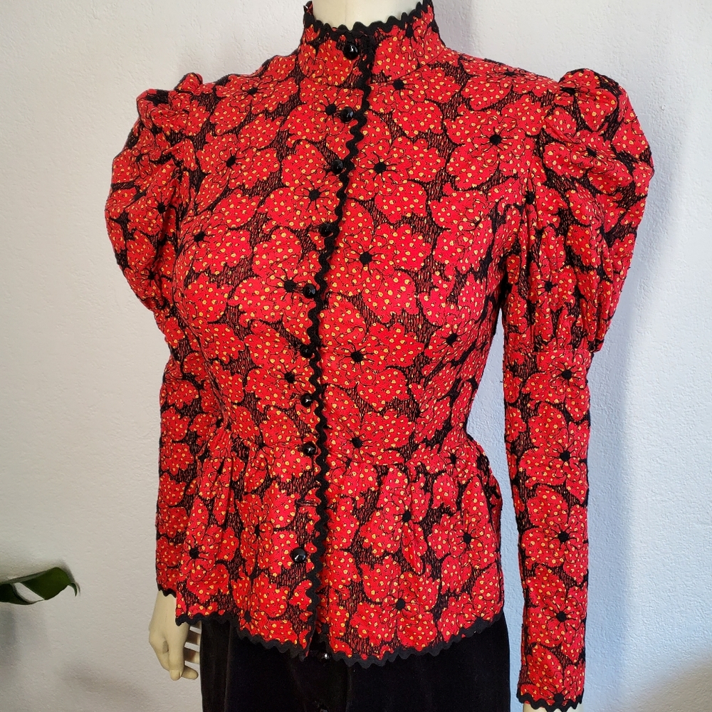 Vintage 70s Prairie Puff Sleeve 40s style Dress - Picture 4 of 10
